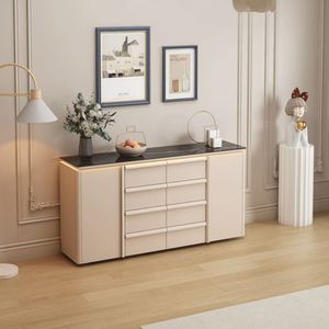 Solid Wood Lacquered <b>Chest</b> Of Drawers Minimalist Shoe Cabinet Light Luxury Italian Style Wall Mounted Bedroom <b>Storage</b> Gray - Product Image 4