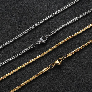 โซ่หน้าและหลังขนาด 2 มม., สร้อยคอฮิปฮอป, เครื่องประดับชุบสูญญากาศ, โซ่จี้, โซ่หน้าและหลังสแตนเลส - Product Image 1
