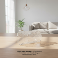 Abat-jour en verre soufflé à la main avec texture craquelée, abat-jour en verre épais transparent pour luminaire d'intérieur