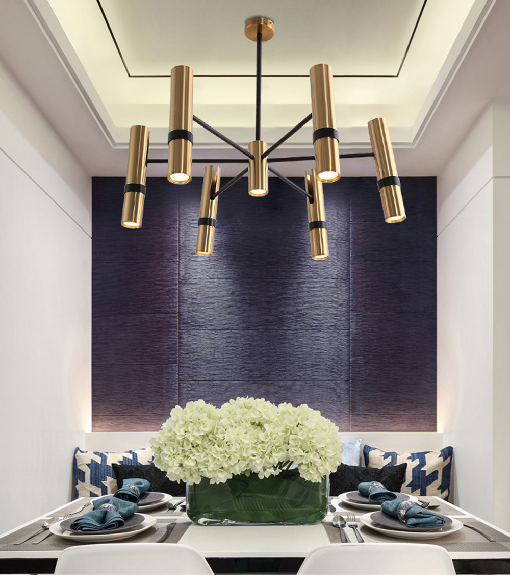 Wholesale Nordic Style Indoor Gold Counter Gold Lustre Spot Light Chandelier Pendant Lamp For Living Room  Hotel Bar