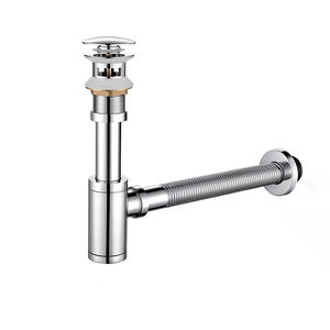 Trampa de botella de oro de titanio, sifón redondo de latón, lavabo de tocador de baño <span class=keywords><strong>con</strong></span> desagüe emergente - Product Image 1