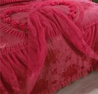 Couette imprimée 4 pièces ensemble de lit reine taille rose jupe draps ensemble de literie pour les filles