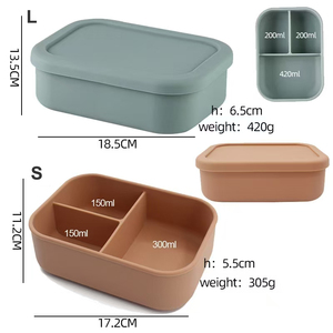 Customized Bpa Free Silicone Compartment Lunchbox Food Container Leakproof Children Adult Office School Kids <strong>Bento</strong> Lunch <strong>Box</strong> Set - Product Image 3