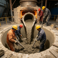 Pasokan Pabrik Corundum Mullite Refractory Castable 1770-2000C Ketahanan Api 2.65 Densitas Massa 70-100MPa Kekuatan Hancur Dingin 70-100MPa