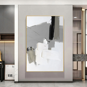 Màu Xám và trắng tối giản kết cấu bức tranh lớn 3D trừu tượng bức tranh tùy biến khách sạn tác phẩm nghệ thuật - Product Image 4