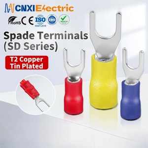 Cnxi nhiệm vụ nặng nề PVC cách điện lạnh ép thiếc mạ T2 đồng đôi uốn <span class=keywords><strong>Spade</strong></span> Lugs kết nối <span class=keywords><strong>y</strong></span> thiết bị đầu cuối cho Marine hệ thống dâ<span class=keywords><strong>y</strong></span> điện - Product Image 1