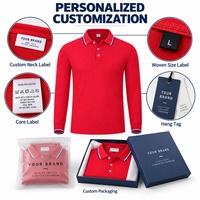 Polo à manches longues 100% polyester 140 GSM respirant uni pour homme et femme, personnalisable avec logo, idéal pour uniforme professionnel