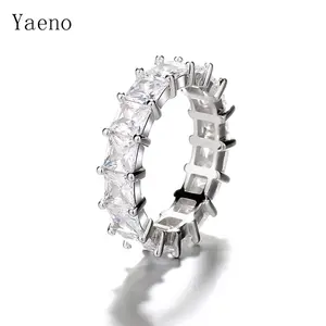 Heißer Verkauf Schmuck 925 Sterling Silber Ring Prong Smaragd Cut Eternity Band Ring