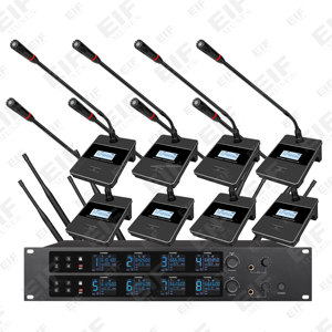 Sistema de Micrófono Inalámbrico UHF de 8 Canales EIF BD-68, Micrófono Dinámico de Mano con Cancelación de Ruido, Largo Alcance (80-100m), Conector XLR para Escenario - Product Image 6
