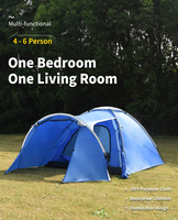 Tente de camping familiale grande capacité pour 4 personnes, facile à monter, double couche, légère, portable, idéale pour le glamping et les escapades en plein air, tente tunnel avec vestibule