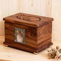 Urna para Mascotas de Madera Maciza con Marco para Fotos, Elegante Caja de Cremación para Cenizas de Gatos, Recuerdo Conmemorativo, Precio de Fábrica, Venta al Por Mayor