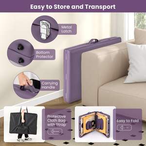 Cama de masaje de haya plegable doble lavanda-púrpura Yongteng con espuma de alta resistencia para spa, salón y cuidado corporal - Product Image 6