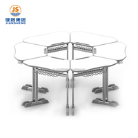 Bureau d'écolier intelligent modulaire et collaboratif en forme d'aile trapézoïdale, réglable en hauteur, pour salle de classe
