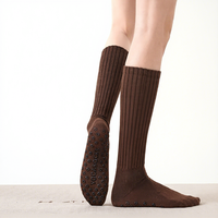 Chaussettes de yoga à tube long en pur coton, antidérapantes, personnalisées, pour le sport, le Pilates, le fitness, le cyclisme, micro-pression pour affiner les jambes