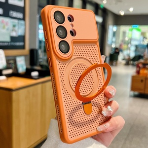 Nueva Funda Magnética Mate con Orificios de Disipación de Calor para Samsung S26 S24 S25 Ultra con Anillo Metálico y Soporte, Carcasa Rígida Antigolpes - Product Image 1