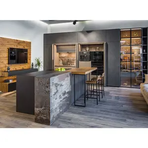 Wholesale Melamine Kitchen Cabinet Modern Kitchen Design Grey Kichen Set