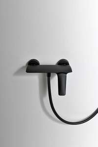 Torre presurizada de latón de montaje en pared concisa, masaje de lluvia ABS, juego de ducha de baño con rociador de mano con plataforma de champú - Product Image 6