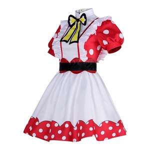 Ensemble de costumes de cosplay, robe blanche, garniture rouge, perruque, gants - Product Image 5