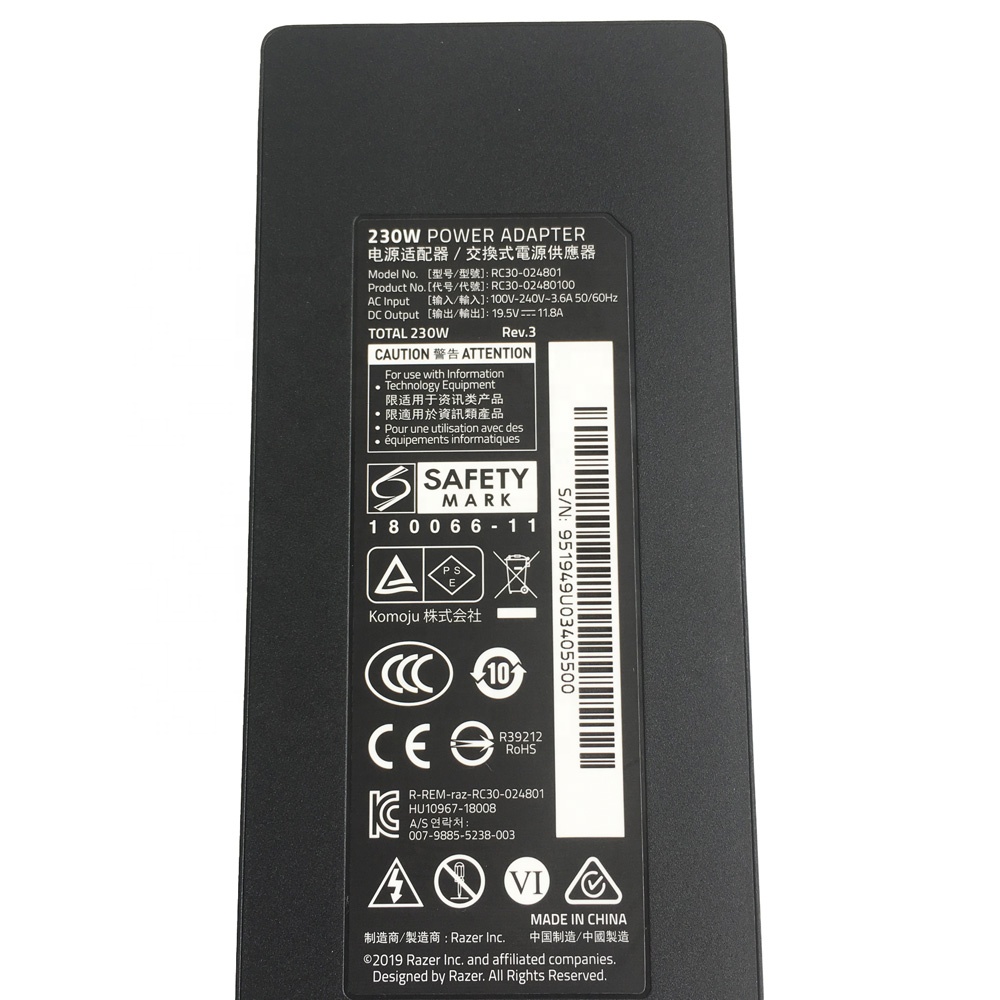 Genuine 230W Ac Adapter for Razer Blade Pro 17 Charger