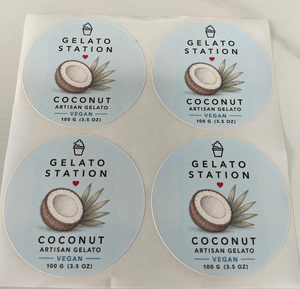 Stiker Makanan Bulat Kustom Tahan Air Label Rasa Gelato Vinyl Perekat Sendiri Stiker Kemasan Stoples Dessert Layanan Percetakan - Product Image 3