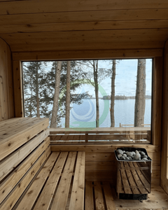 Giá bán buôn tuyết tùng đỏ 4 người Cube tắm hơi gỗ rắn tắm hơi ngoài trời với bếp và đá - Product Image 3