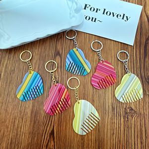 Porte-clés peigne <span class=keywords><strong>à</strong></span> cheveux en acétate, pendentif pour <span class=keywords><strong>coiffeur</strong></span>, peigne de poche avec anneau porte-clés pour femme - Product Image 1