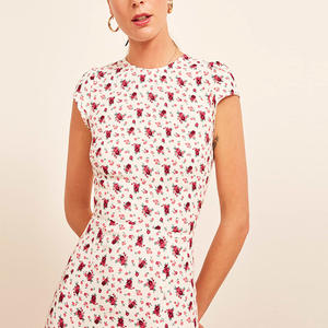 Donne Midi Lunghezza di Alta Crew Neckskirt Fessura Del Lato Corpetto Vestibilità Slim Auto Coperti Bottoni Sul Retro Del Collo Senza Fodera Relaxed Fit <span class=keywords><strong>vestito</strong></span> - Product Image 6