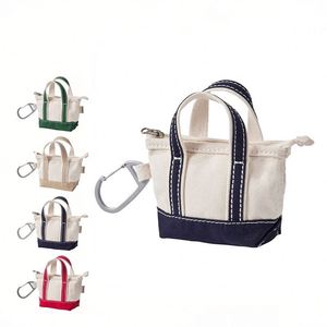 Mini Tote Bag Keychain Canvas Coin Purse <b>Cute</b> Small Shopping Bag <b>Keyring</b> for Women Girls - Product Image 1