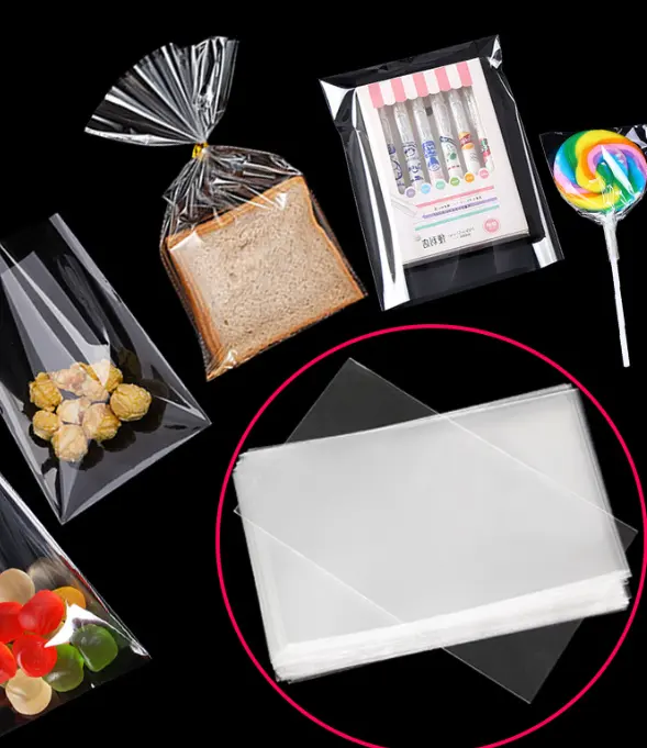 Opp düz cep gıda renkli baskı şeker paketleme çantası bisküvi plastik torba