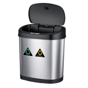 ถังขยะสแตนเลสแบบมีเซ็นเซอร์เท้า 2 ช่อง ขนาด 30 ลิตร สำหรับใช้ในครัว แยกประเภทขยะ - Product Image 3