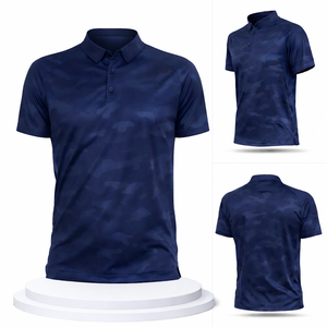 Camiseta Polo de Camuflaje para Hombre, Sublimada, de Poliéster y Elastano, con Estampado Completo, Estilo Táctico, Color Azul Marino, con Logotipo Personalizado - Product Image 1