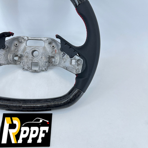 Volante RPPF personalizzato a 3 razze in pelle liscia e fibra di carbonio, finitura lucida/opaca, <span class=keywords><strong>logo</strong></span> cucito personalizzabile per Chevrolet - Product Image 5