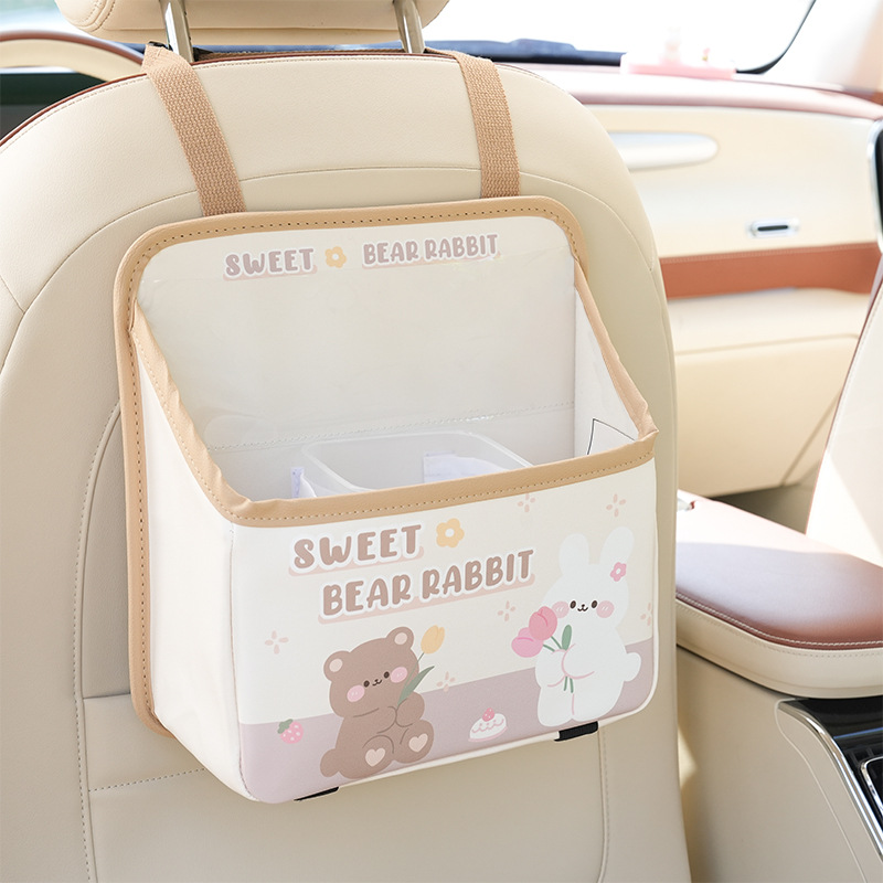 Bolsa de Almacenamiento Dulce Estilo R, Diseño Tulipán Oso Conejo, Color Té con Leche.