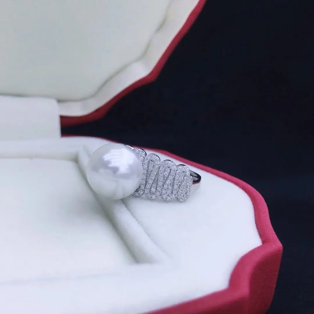 R1190 11-12mm natürlicher Süßwasser perlen ring Zubehör 925 Sterling silber Verstellbarer Verlobung schmuck ring für Frauen