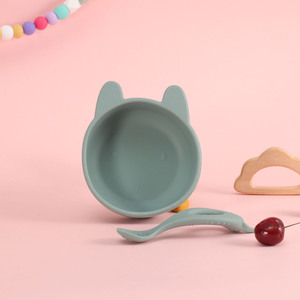 ODM Ensemble d'alimentation pour bébé en silicone antidérapant Bol de qualité alimentaire <span class=keywords><strong>Assiette</strong></span> Cuillère pour enfants à manger Conception pour enfants - Product Image 3