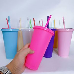 32Oz Plastic Water <b>Cups</b> With Direct Flowing <b>Straw</b> <b>and</b> <b>Lid</b> Simple Design for Back to School Camping Outdoor Activities - Product Image 1