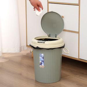 Household Trash Can Cylindrical Flip Lid Plastic Indoor <b>Kitchen</b> Toilet Waste <b>Bin</b> <b>Large</b> Capacity Storage Container - Product Image 4