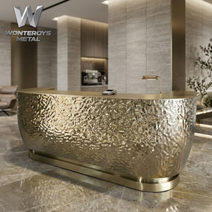 304 Stainless Steel Reception Desk Bar Counter SS304 Worktable Display Stand Counter for Hotel <strong>Hall</strong> Design <strong>Interior</strong> Design - Product Image 1