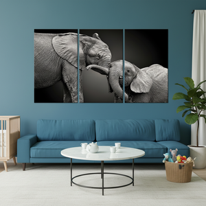Elegant Elephant Mom and Baby Printed Canvas <b>Artwork</b> - <b>Nursery</b> Decor,SET OF 3 CANVAS - Product Image 3