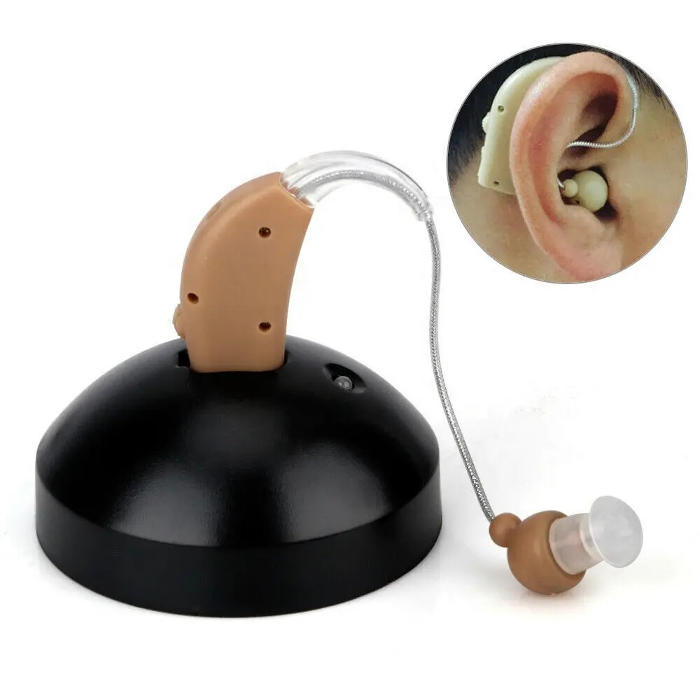 Rechargeable Mini Hearing Aid Adjustable Portable BTE Ear Hear Sound Amplifier for the Deaf Elderly