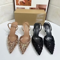 Escarpins Pointus à Talons Aiguilles Chaussures de Mariage Tendance Talons Fins Chaussures de Luxe Femme Brillantes en Strass Pailletées Sandale de Soirée