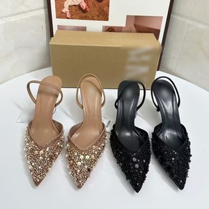 Escarpins Pointus à Talons Aiguilles Chaussures de <span class=keywords><strong>Mariage</strong></span> Tendance Talons Fins Chaussures de <span class=keywords><strong>Luxe</strong></span> Femme Brillantes en Strass Pailletées Sandale de Soirée - Product Image 3