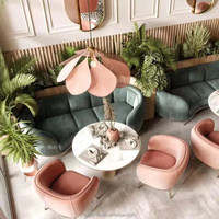 Canapé de stand double face en velours de haute qualité, cadre doré, personnalisable, ensembles de table et de chaises pour restaurant, hôtel, café, boulangerie