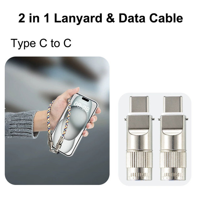 Trending New 30cm Type-C USB Fast Charging Braided Portable Lanyard Wrist Strap Data Cable for iPhone 17 Mobile Phones