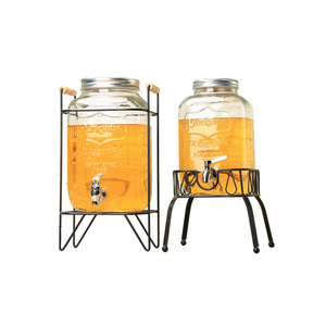 Hotsale vuông 5.5L <span class=keywords><strong>yorkshire</strong></span> thủy tinh nước giải khát uống Dispenser <span class=keywords><strong>Mason</strong></span> Jar với kim loại tap cho nước chanh nước trái cây - Product Image 1