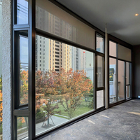 Diseño de ventana de aluminio resistente a impactos de huracanes personalizado marco de aluminio gris moderno ventanas abatibles de vidrio templado para casa