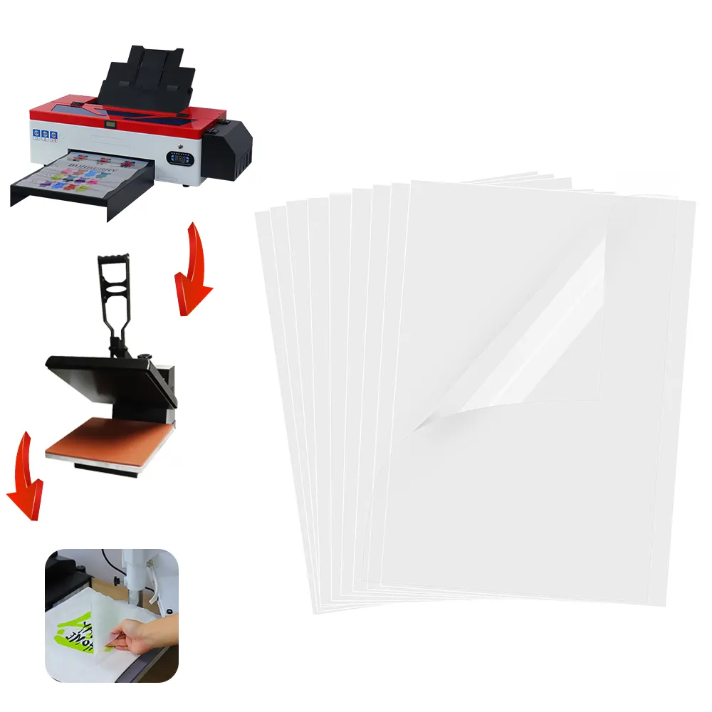 Groothandel Maat A3 A4 A 3 + 30Cm 33Cm 40Cm 42Cm Transparant Dtf Papier Filmbollen Voor Digitale Inkjet Warmteoverdracht Afdrukken