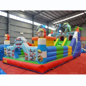 Commercial New Design dog paw theme inflatable bouncer double slide giant amusement park Inflatable Bouncer Bounce House Castle