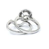 Klassischer 18K Weißgold Natürlicher Diamant Runder Mittelstein Halb-Montierter Brautschmuck-Set Micro Pave Damen Maßgefertigter Hochzeits-Verlobungsring