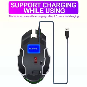 Ratón inalámbrico recargable para juegos con retroiluminación mecánica para deportes electrónicos, conexión USB ergonómica para diestros, silencioso para jugadores de <span class=keywords><strong>PC</strong></span> - Product Image 4